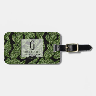 Étiquette À Bagage PORTE-ANNEAU Tropique Feuille verte Monogramme