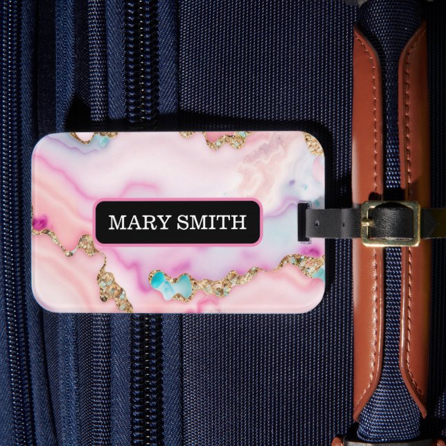 Étiquette À Bagage Porte rose clair Marbre Collection populaire (Insitu Rectoal 4)