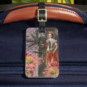 Étiquette À Bagage Portrait de femme Vierge Antique Coloré Riche