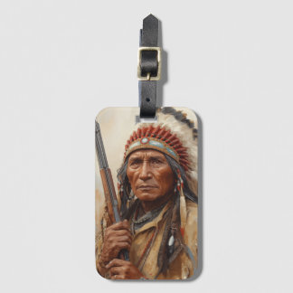 Étiquette À Bagage Portrait de Geronimo, chef de guerre indien
