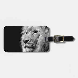 Étiquette À Bagage Portrait de Lion noir blanc - Photographie d'anima