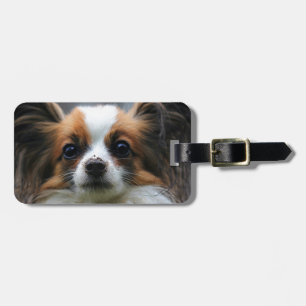 Étiquette À Bagage Portrait du chien Papillon pur