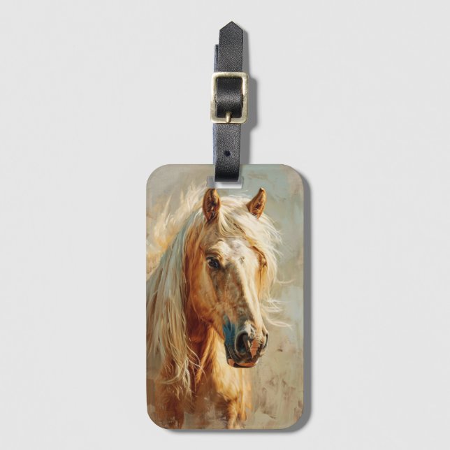 Étiquette À Bagage Portrait Palomino Horse (Devant Vertical)