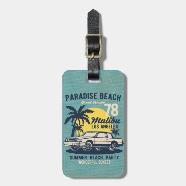 Étiquette À Bagage Poster de voiture classique Retro Paradise Beach P (Devant Vertical)