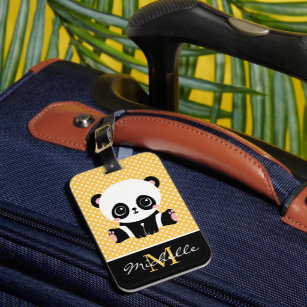 Étiquette À Bagage Pot Polka personnalisé Monogram Cute Panda