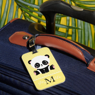 Étiquette À Bagage Pot Polka personnalisé Monogram Cute Panda
