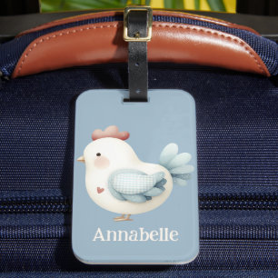 Étiquette À Bagage Poulet Cottagecore Pastel