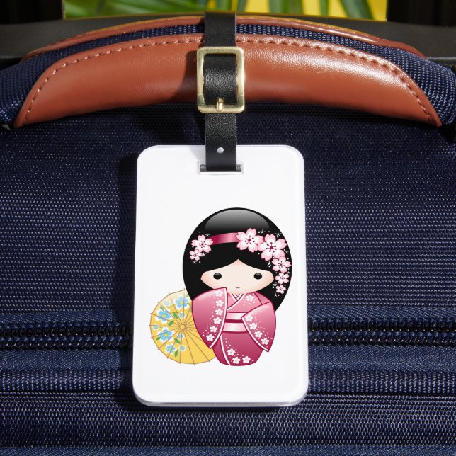 Étiquette À Bagage Poupée Kokeshi Printemps - Cute Japonaise Geisha G (Insitu Rectoal 2)