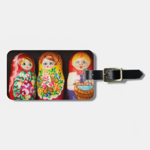 Étiquette À Bagage Poupées colorées de Matryoshka