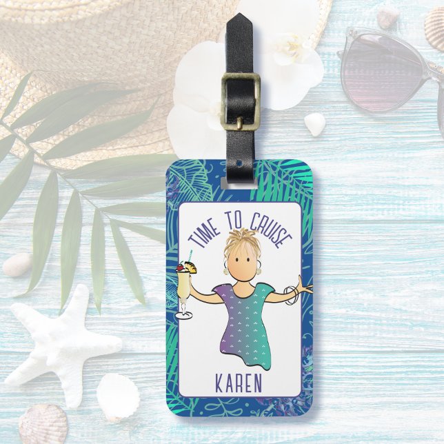 Étiquette À Bagage Pour sa caricature amusante Tropical Beach Cruise (Créateur téléchargé)