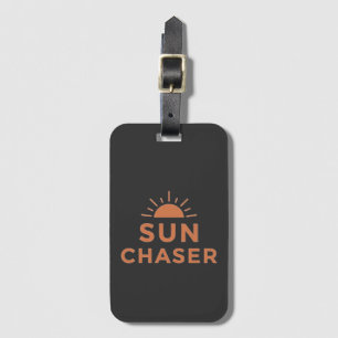 Étiquette À Bagage Poursuite du Soleil Typographie Graphique Coucher