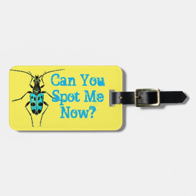 Étiquette À Bagage "Pouvez-vous me repérer maintenant" Bleu tacheté B (Devant horizontal)