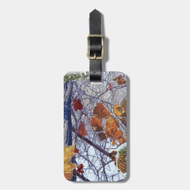 Étiquette À Bagage Première scène d'hiver de neige Camouflage peintur (Devant Vertical)