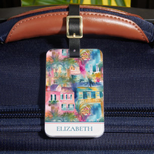 Étiquette À Bagage Preppy Charleston Maisons Personnalisées