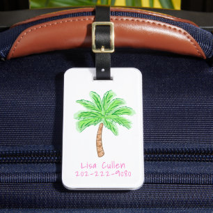 Étiquette À Bagage Preppy Tropical Palm Tree Custom
