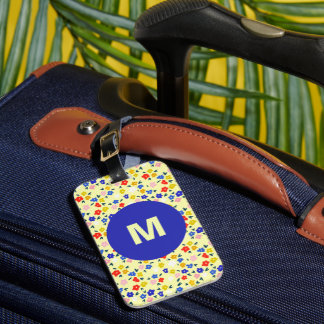 Étiquette À Bagage Pretty Dainty Cute Floral Pastel Yellow Monogram