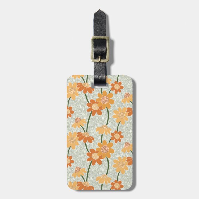Étiquette À Bagage Pretty retro muted 1970 s flowers (Devant Vertical)