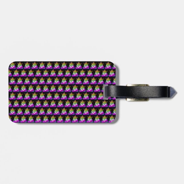 Étiquette À Bagage Princesse Crown Rainbow Emoji Poop (Dos horizontal)