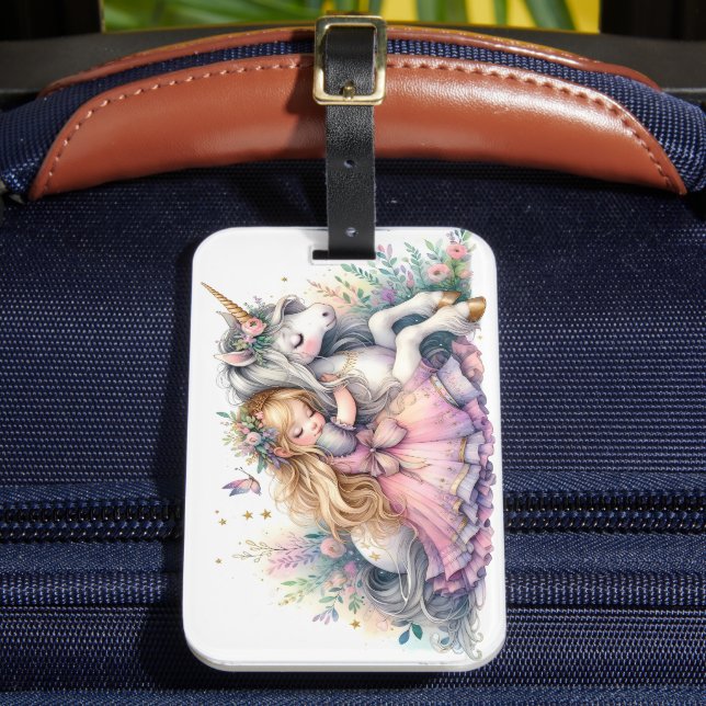 Étiquette À Bagage Princesse Licorne Pastel Conte de Fée Fantastique (Insitu Rectoal 2)