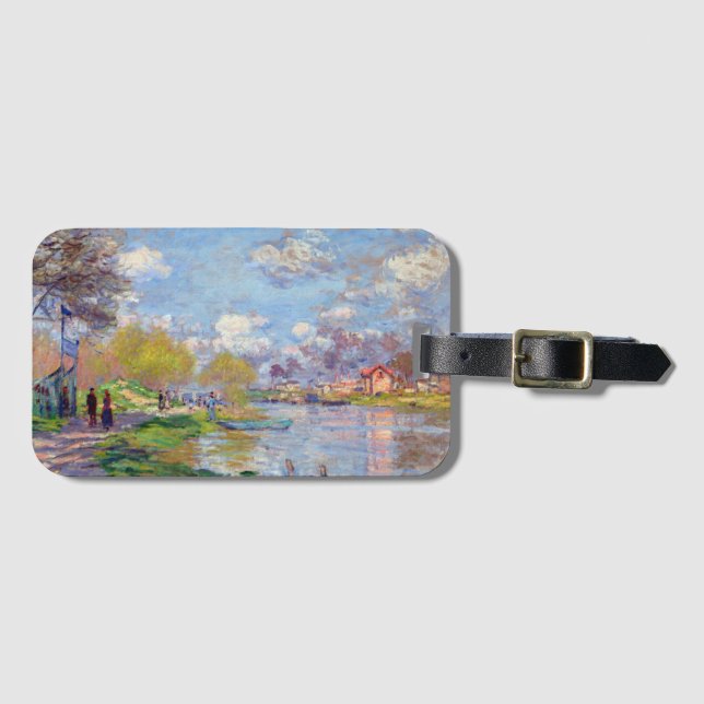 Étiquette À Bagage Printemps de Claude Monet au bord de la Seine (Devant Horizontal)