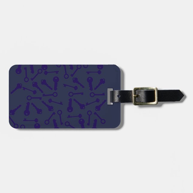 Étiquette À Bagage Produit à motif bleu clé (Devant horizontal)