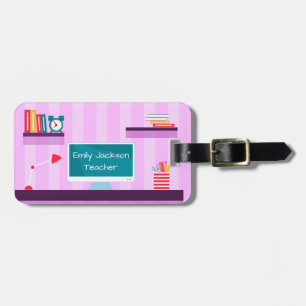 Étiquette À Bagage Professeur Branché Rayures Violettes