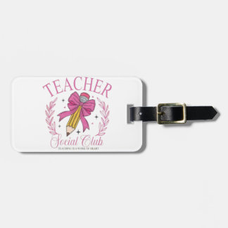 Étiquette À Bagage 📚 ✨ Professeur Social Club Pink Pencil Bow Design