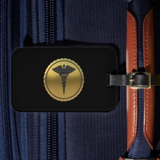 Étiquette À Bagage Professional 3D Gold Caduceus Emblem Medical (Insitu Rectoal 4)