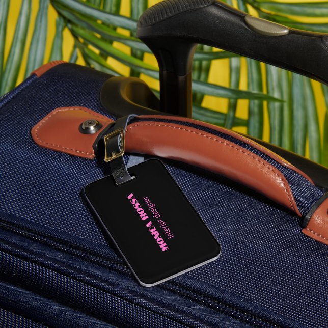 Étiquette À Bagage Professionnel Simple Moderne Neon Rose Noir (Insitu Rectoal 1)