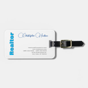 Étiquette À Bagage Professionnel Simple Réaliseur Immobilier Bleu Bla
