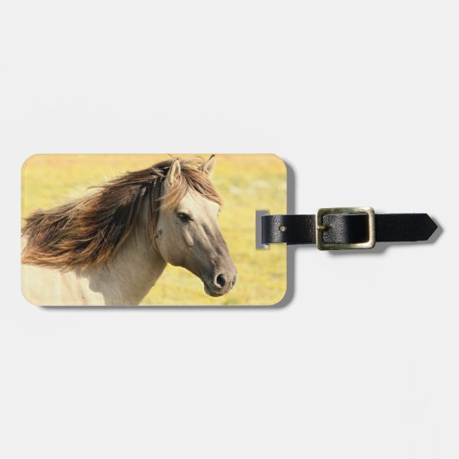 Étiquette À Bagage Profil du cheval beige (Devant horizontal)