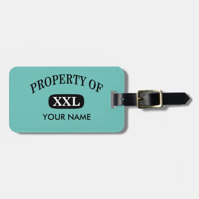 Étiquette À Bagage Propriété de XXL Votre nom (Devant horizontal)