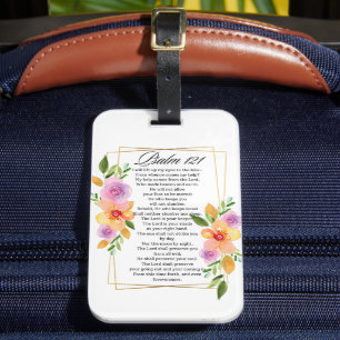 Étiquette À Bagage Psaume 121 Cadre géométrique floral