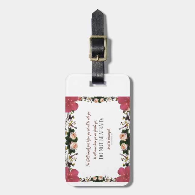 Étiquette À Bagage Psaume 1 Art - Bienheureux Juif avec Design Floral (Devant Vertical)