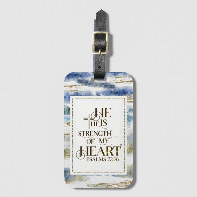 Étiquette À Bagage Psaume 73:26 Il est la force de mon coeur (Devant Vertical)