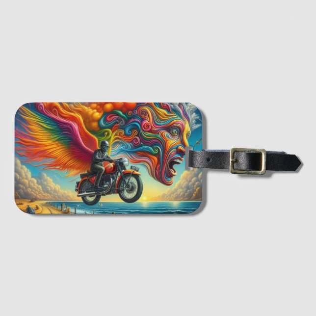 Étiquette À Bagage Psychedélique Motorcycle Dreamscape (Devant Horizontal)