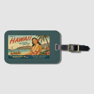 Étiquette À Bagage Publicité de voyage hawaïen de style vintage