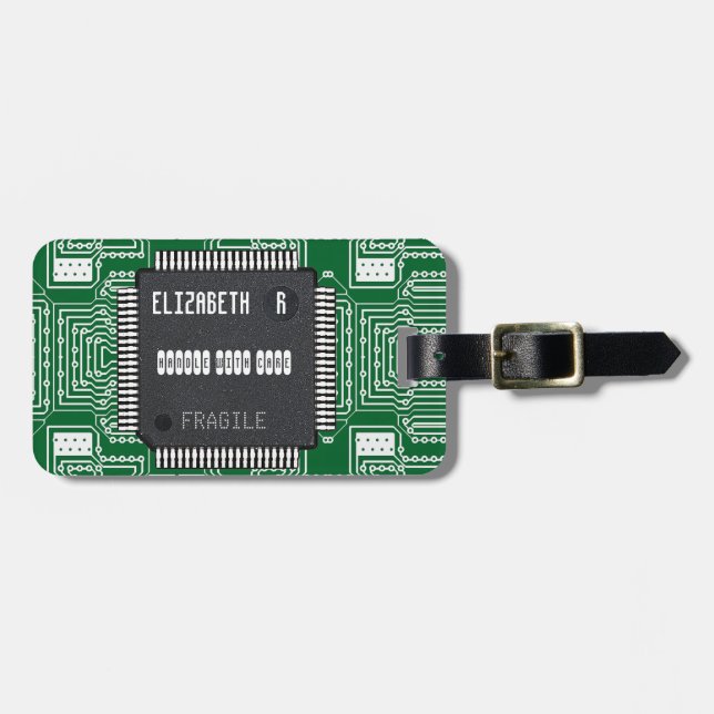 Étiquette À Bagage Puce Sur Carte Circuit Imprimée Avec Votre Nom (Devant horizontal)