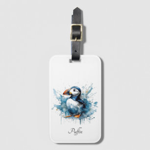 Étiquette À Bagage Puffin Splash, personnalisé