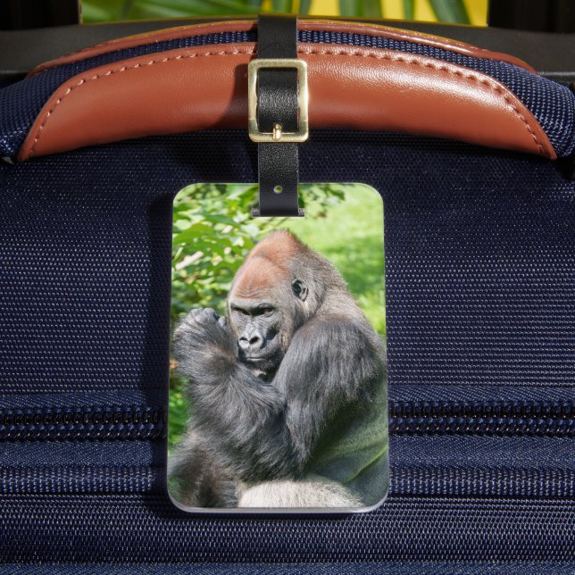 Étiquette À Bagage Puissante Gorille Silverback au milieu du feuillag (Insitu Rectoal 2)
