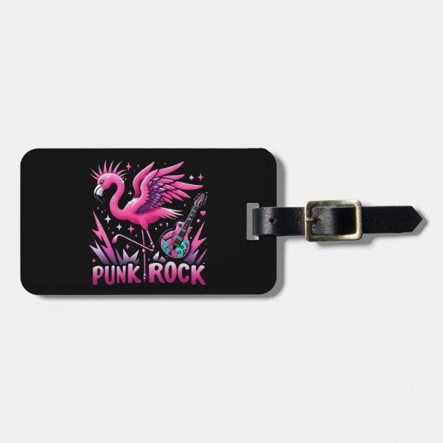 Étiquette À Bagage punk rock, Flamant rose rock (Devant horizontal)