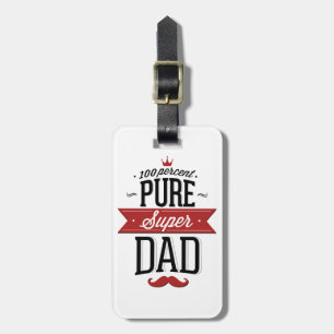 Étiquette À Bagage Pure Super Papa Moustache Rouge et Noir
