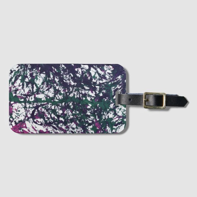 Étiquette À Bagage Purple, Green, Pink, Marble Artwork (Devant Horizontal)
