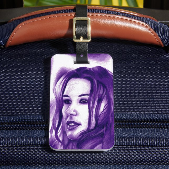 Étiquette À Bagage Purple People Woman Portrait Art original (Insitu Rectoal 2)