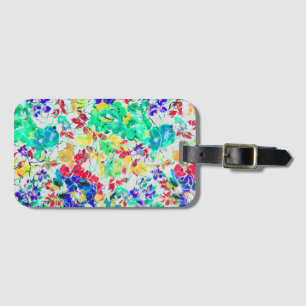 Étiquette À Bagage Puzzle de découpage à motif floral abstrait mignon
