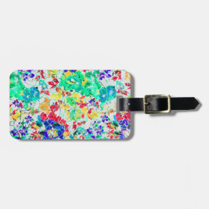 Étiquette À Bagage Puzzle de découpage à motif floral abstrait mignon
