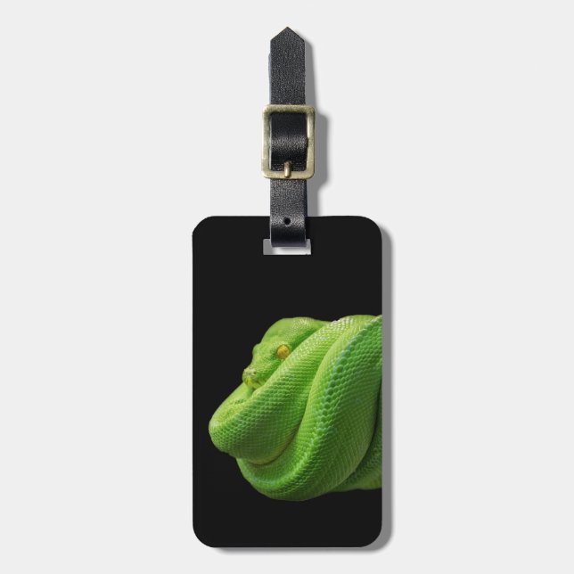 Étiquette À Bagage Python noir de Mimimalist sur le noir (Devant Vertical)