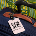 Étiquette À Bagage QR Code Blush Pink Feminine Scannable Contact Info<br><div class="desc">This blush pink QR code design features a feminine and modern style with a scannable contact layout for lost luggage. Combining practicality with elegance, it allows travelers to easily share their information while keeping a chic aesthetic. Perfect for frequent travelers, women who love minimalist design, or anyone who values both...</div>