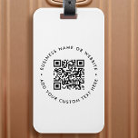 Étiquette À Bagage QR Code Minimaliste Nettoyer Simple Entreprise Bla<br><div class="desc">Un simple code QR blanc bagage tag modèle dans un style minimaliste moderne qui peut être facilement mis à jour avec votre code QR,  nom d'entreprise ou site Web et texte personnalisé,  par exemple... </div>