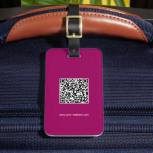 Étiquette À Bagage QR Code, Nom & Infos, Maroon & Blanc, Élégant
